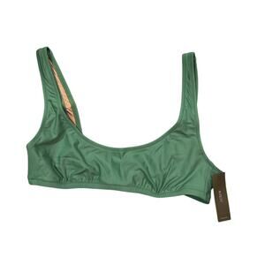 NWT J. Crew Heritage Scoop Neck Bikini Top, Swimsuit, Green, Sz S